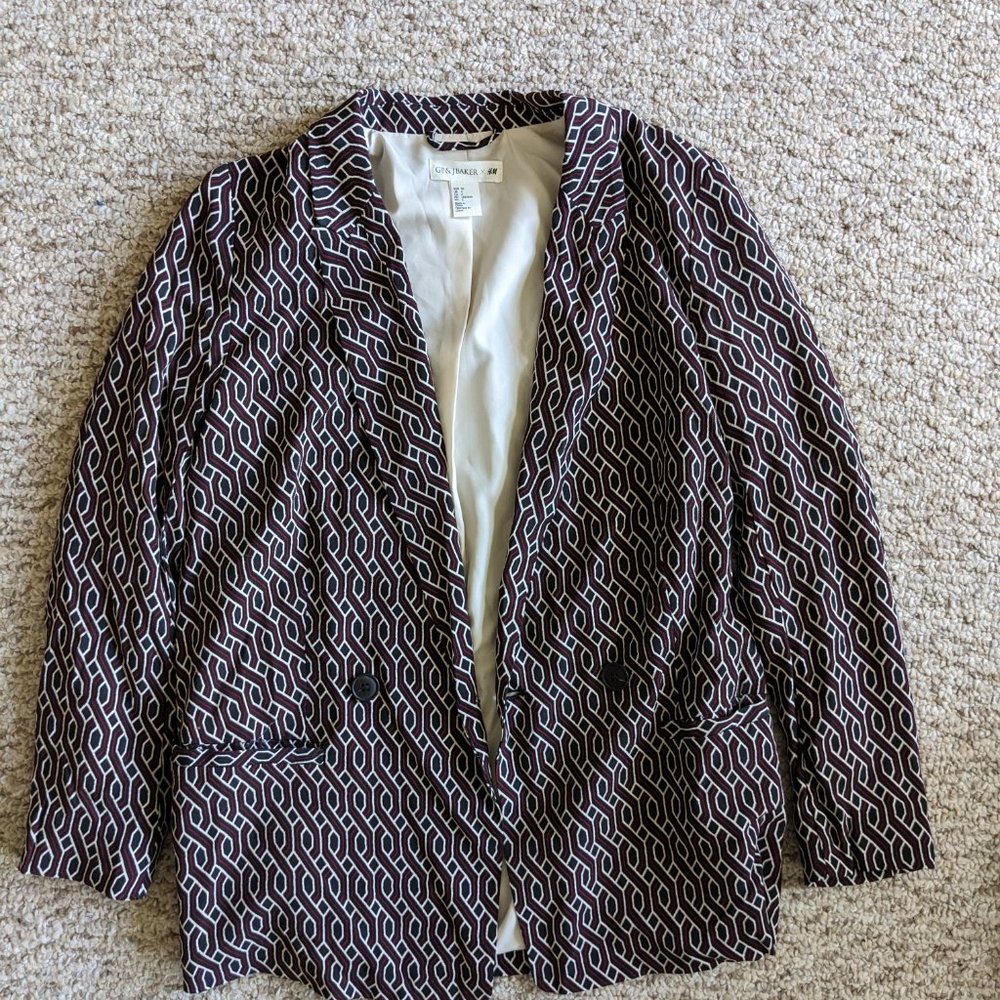 GP&J Baker x H&M Maroon-Black Patterned Suit Jacket